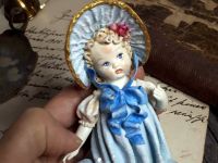 "Панночка в голубом" - коллекционная елочная игрушка из ваты
