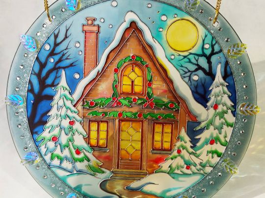 казково гарна робота Марії Румилової «Різдвяний будиночок»