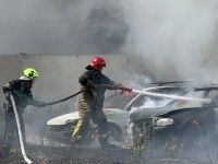 Пожар на штрафплощадке в Киеве
