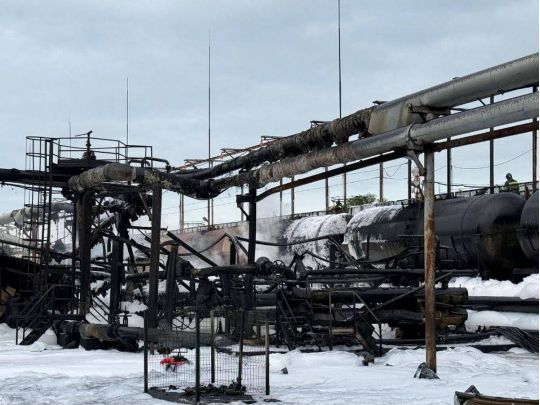 Пожар на нефтебазе в России