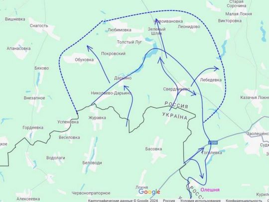 Карта вторгнення в Курську область рф