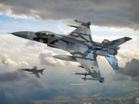 Реактивний винищувач F-16 в українському камуфляжі, колаж офіційного твітер-акаунта ЗСУ