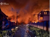 Пожежа на Київщині внаслідок удару ракет, фото ДСНС