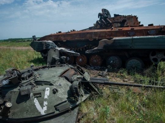 Уничтоженный российский танк на востоке Украины Фото с сайта https://www.ukrinform.ua/ 
