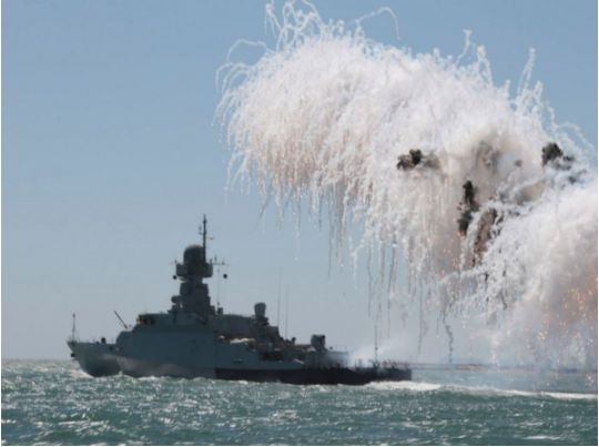 Российский корвет "Буян-М" поражен дроном, фото из открытых источников