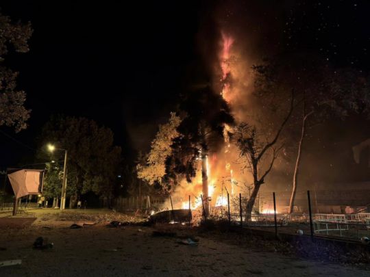 Пожежа в Одесі після удару БПЛА, фото соцмережі