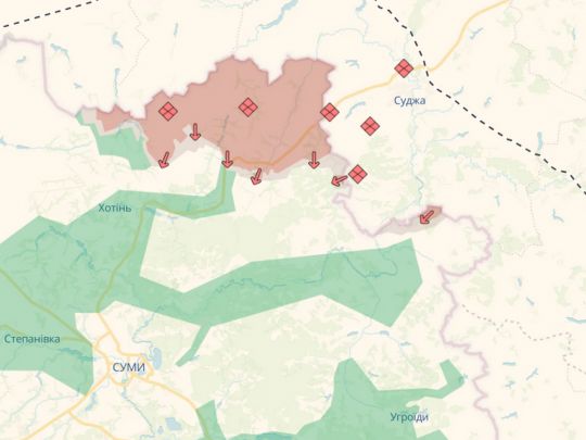 Лінія фронту на Сумщині. Фото deepstatemap.live