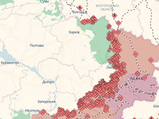 Лінія фронту в Україні. Фото DeepState