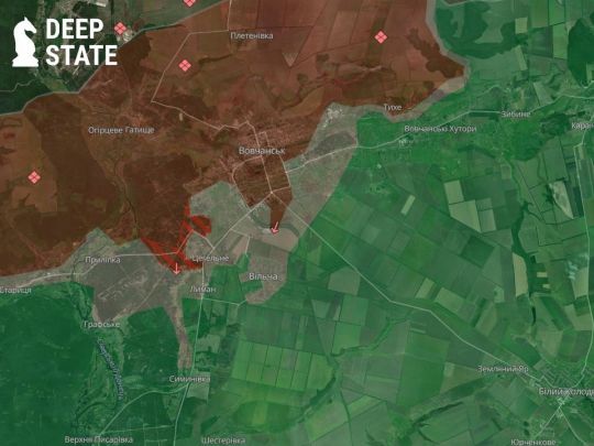 Линия боестолкновения в районе Волчанска. Фото DeepState
