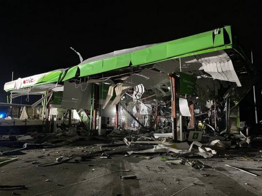 АЗС в Полтавском районе после удара российского БпЛА. Фото Суспільне Полтава