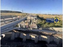 Разрушен мост на трассе Мариуполь-Донецк, фото соцсети