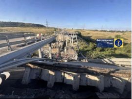 Зруйновано міст на трасі Маріуполь- Донецьк, фото соцмережі
