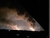 Дым после атаки на нефтебазы в Ставропольском крае России, фото соцсети.