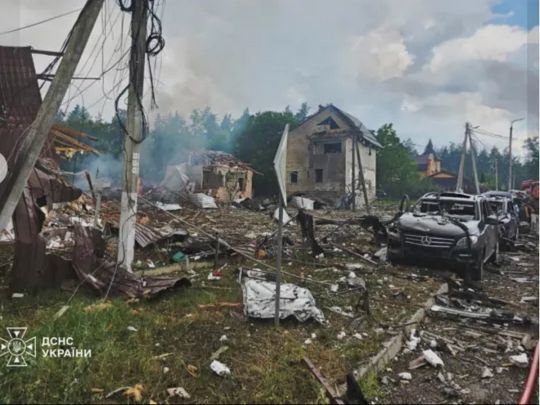 Виставка БпЛА у Бучанському районі після прильоту російської ракети