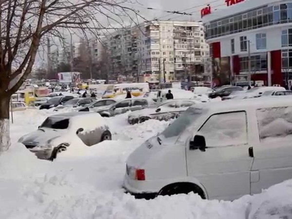 машины в снегу 