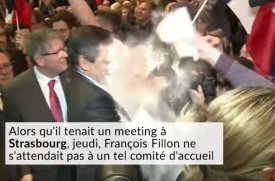 Кандидата в президенты Франции Франсуа Фийона обсыпали мукой на митинге 